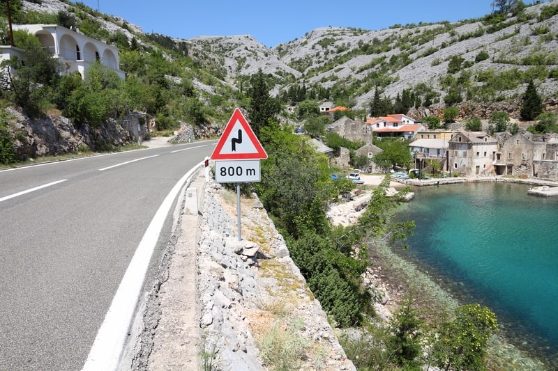 The Jadranska magistrala / Adriatic Highway coastal road in Croatia