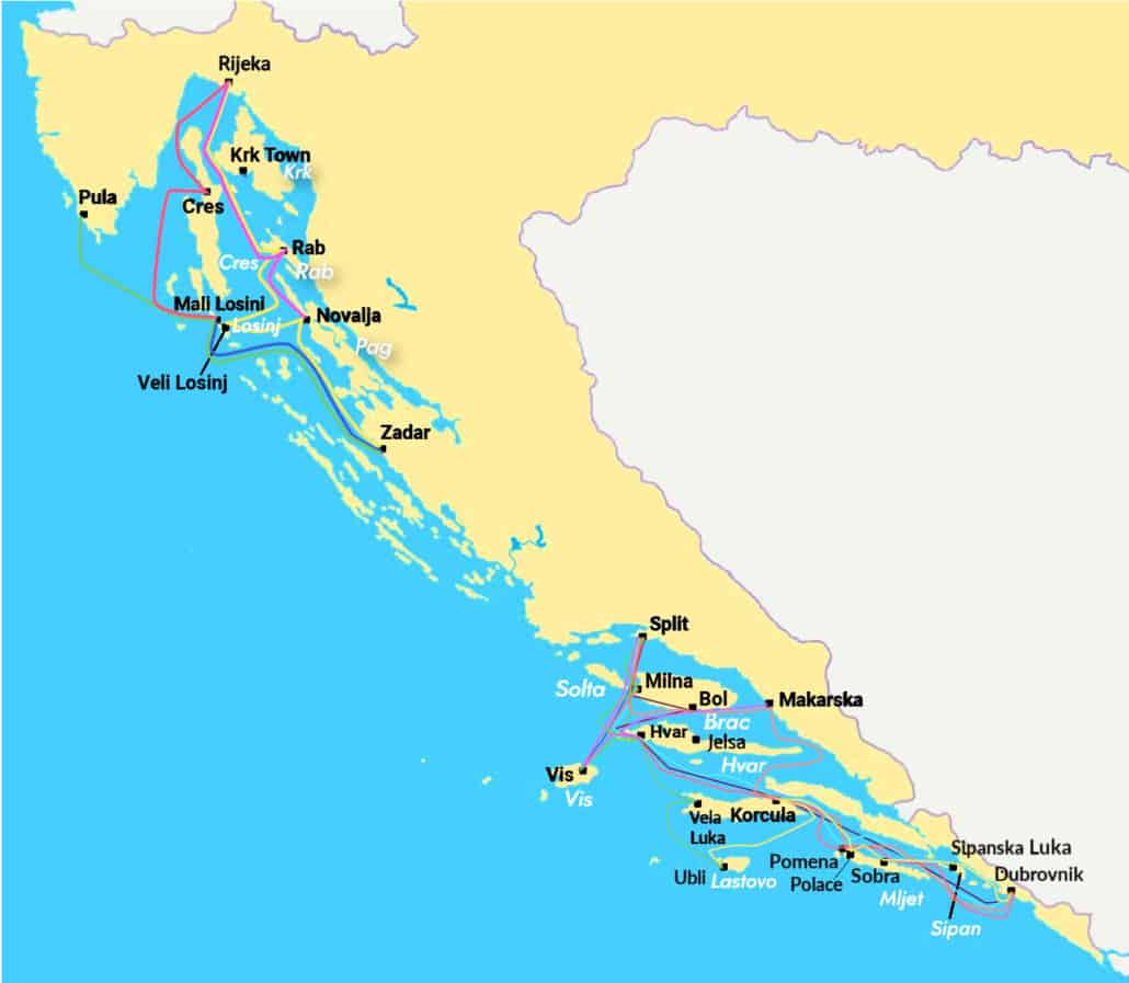 Croatia Ferries Map 2023