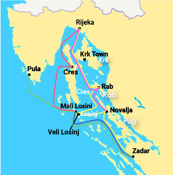 Croatia Ferries Map - North Adriatic