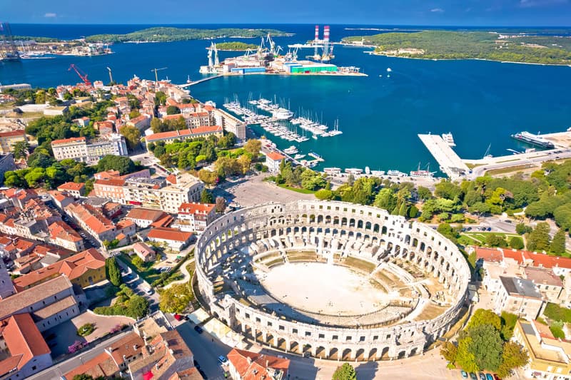 An aerial shot of the Arena in Pula