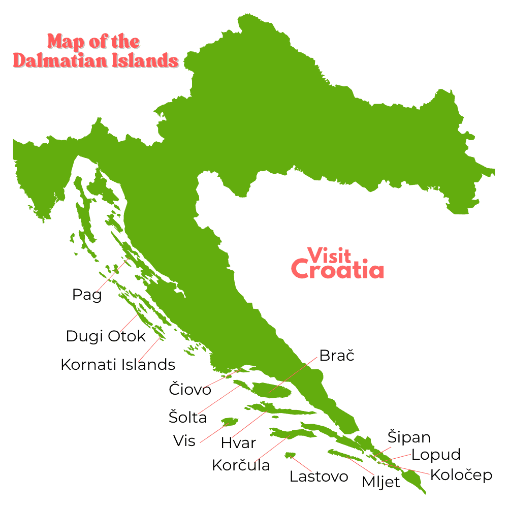 Map of the Dalmatian Islands