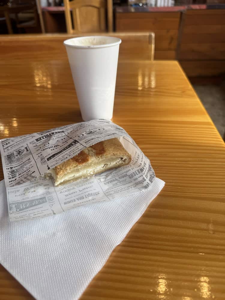 Cheese strudel and coffee in Plitvice