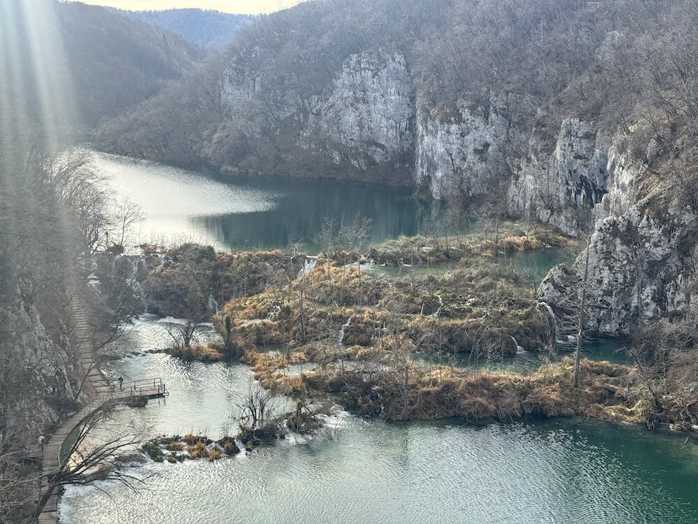 A close-up of the interconnected Lakes in Plitvice