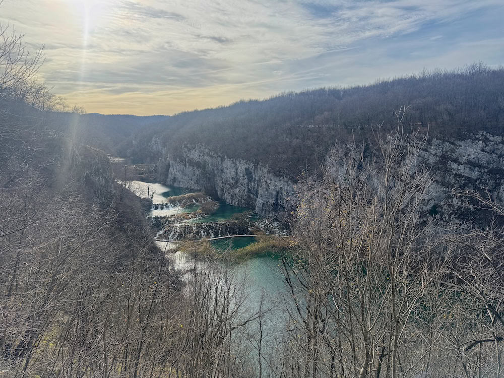 The view from Entrance 1 of the Plitvice Lakes, now almost four hours later