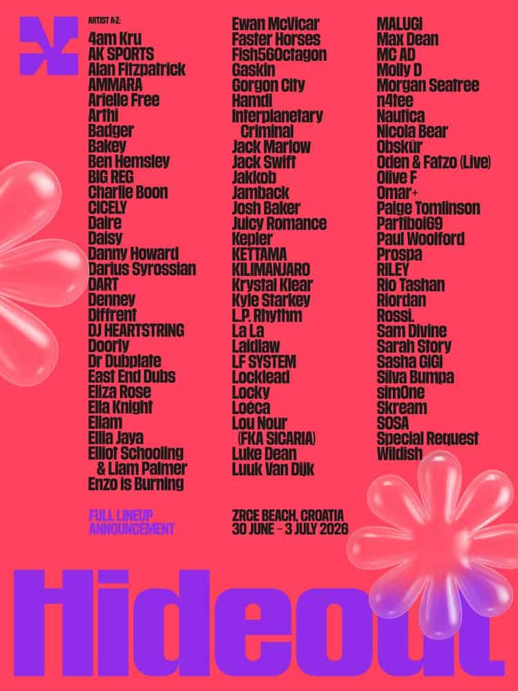 Hideout Festival 2026 Line-Up in full -poster