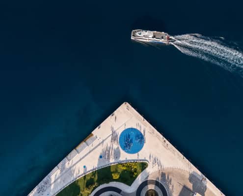 Croatia's Ferry and Catamaran Lines - A TP Line catamaran sails past Zadar