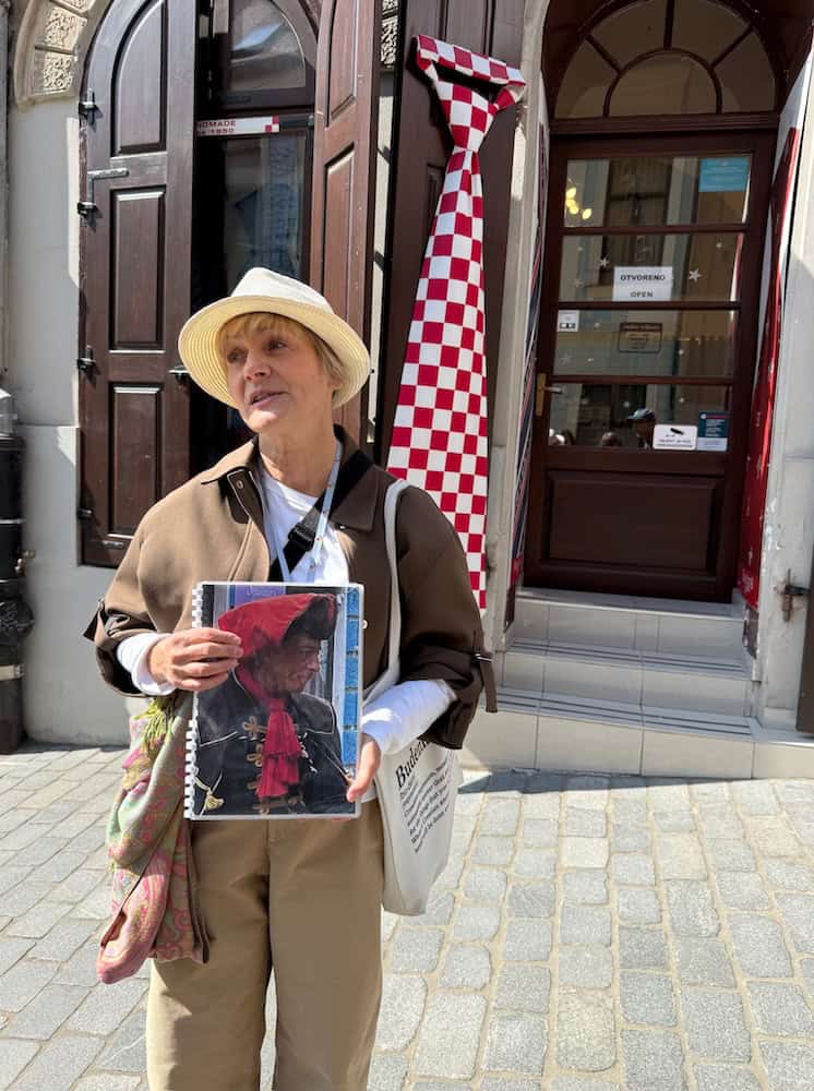 A guide conducting a walking tour in Zagreb