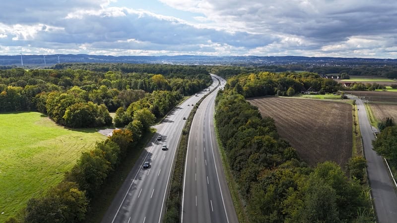 Getting to Croatia without Flying - An aerial view of an autobahn in Germany