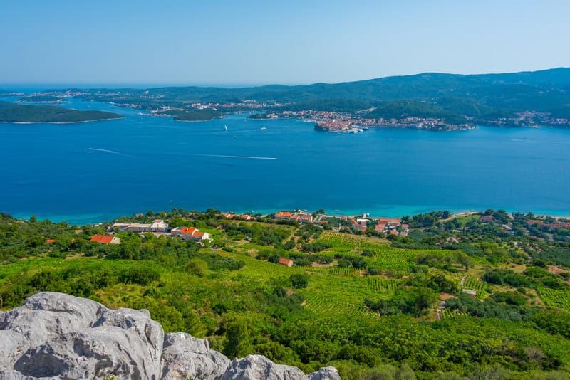 The view from Sveti Ilija above Orebic, looking over to Korcula island