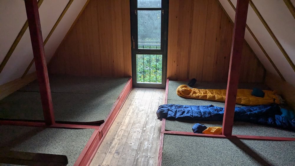 The sleeping area in Bitoraj hut