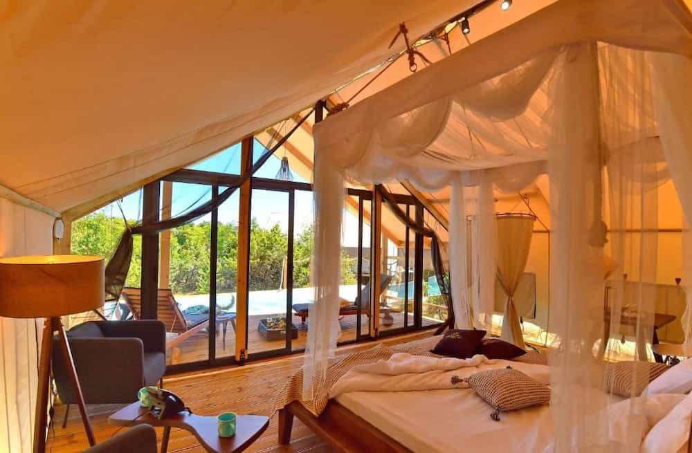 Glamping sites in Croatia - The interior of one of the tents at Floria Glamping Garden