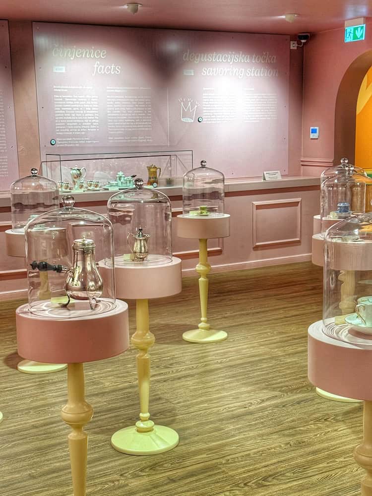 Display of fancy chocolate drink serving items